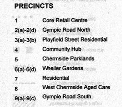 Chermside Major Centre Local Plan Legend
